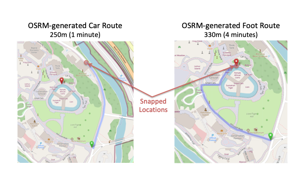 Snapped locations example at Smithsonian Zoo